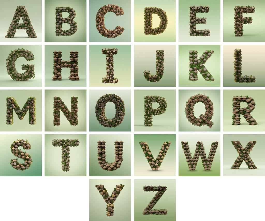 Tiny House Alphabet — choose your individual printable letter A to Z