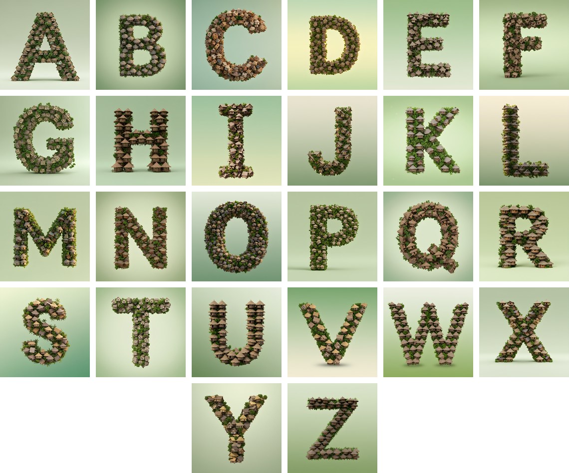 Tiny House Alphabet — choose your individual printable letter A to Z