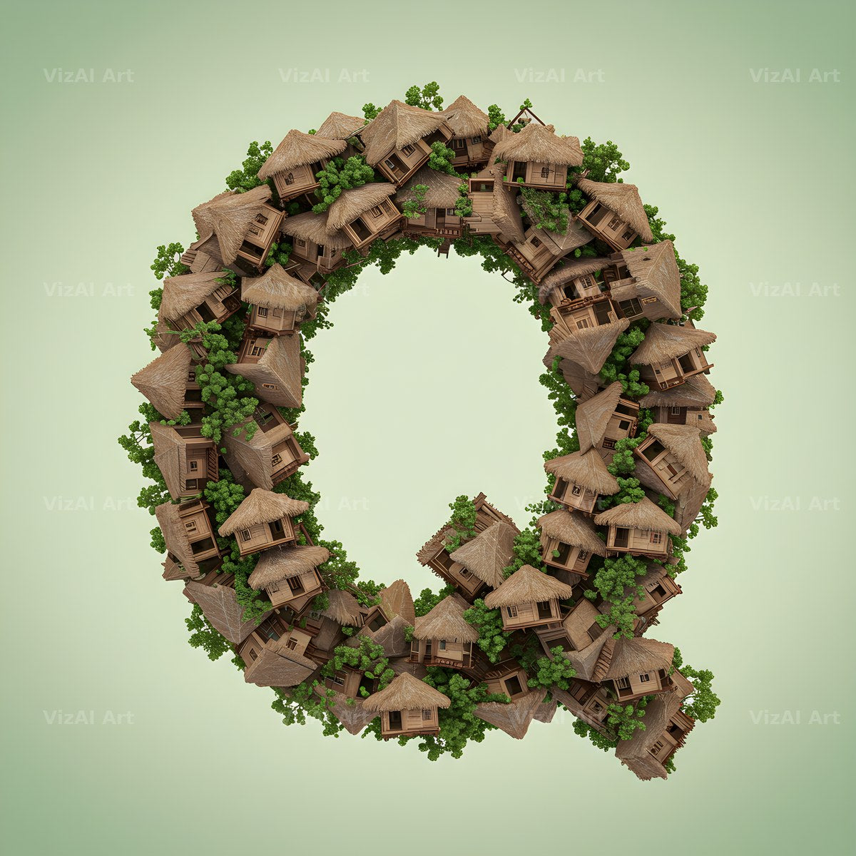 Tiny House alphabet letter Q