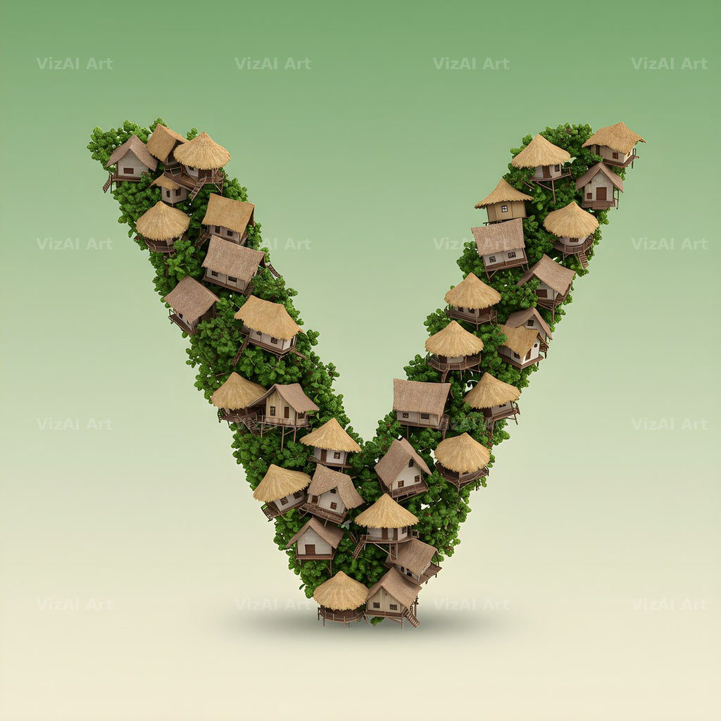 Tiny House alphabet letter V