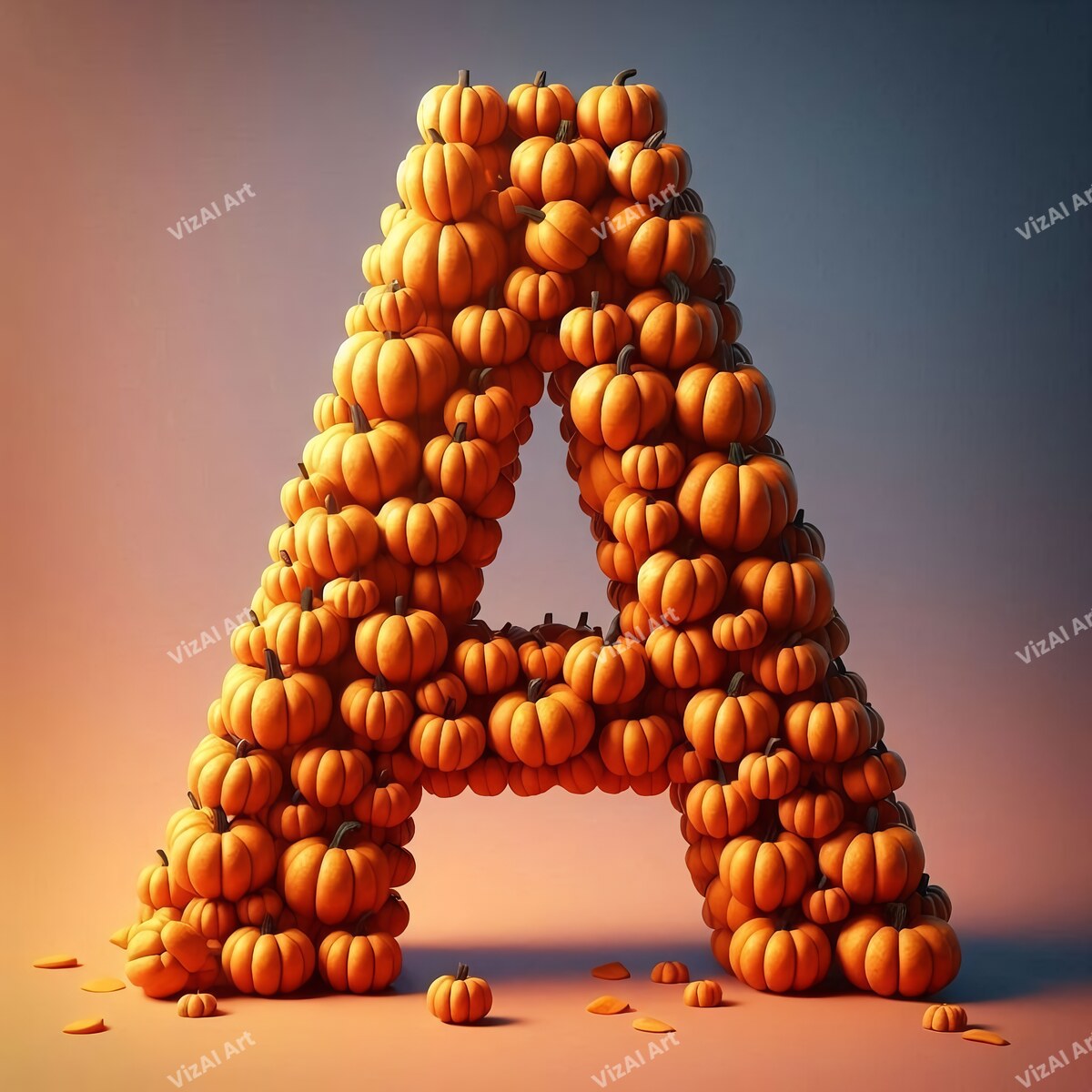 Pumpkin Alphabet Wall Art letter A
