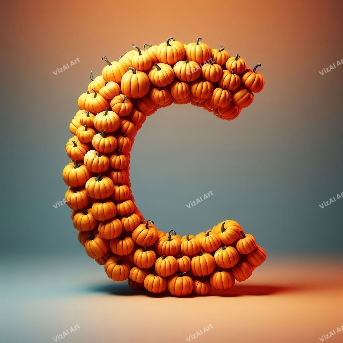 Pumpkin Alphabet Wall Art letter C