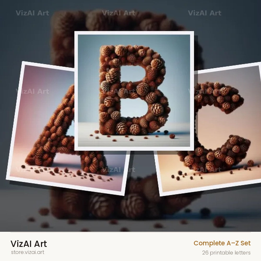 Pine Cone Forest alphabet — choose an individual printable letter
