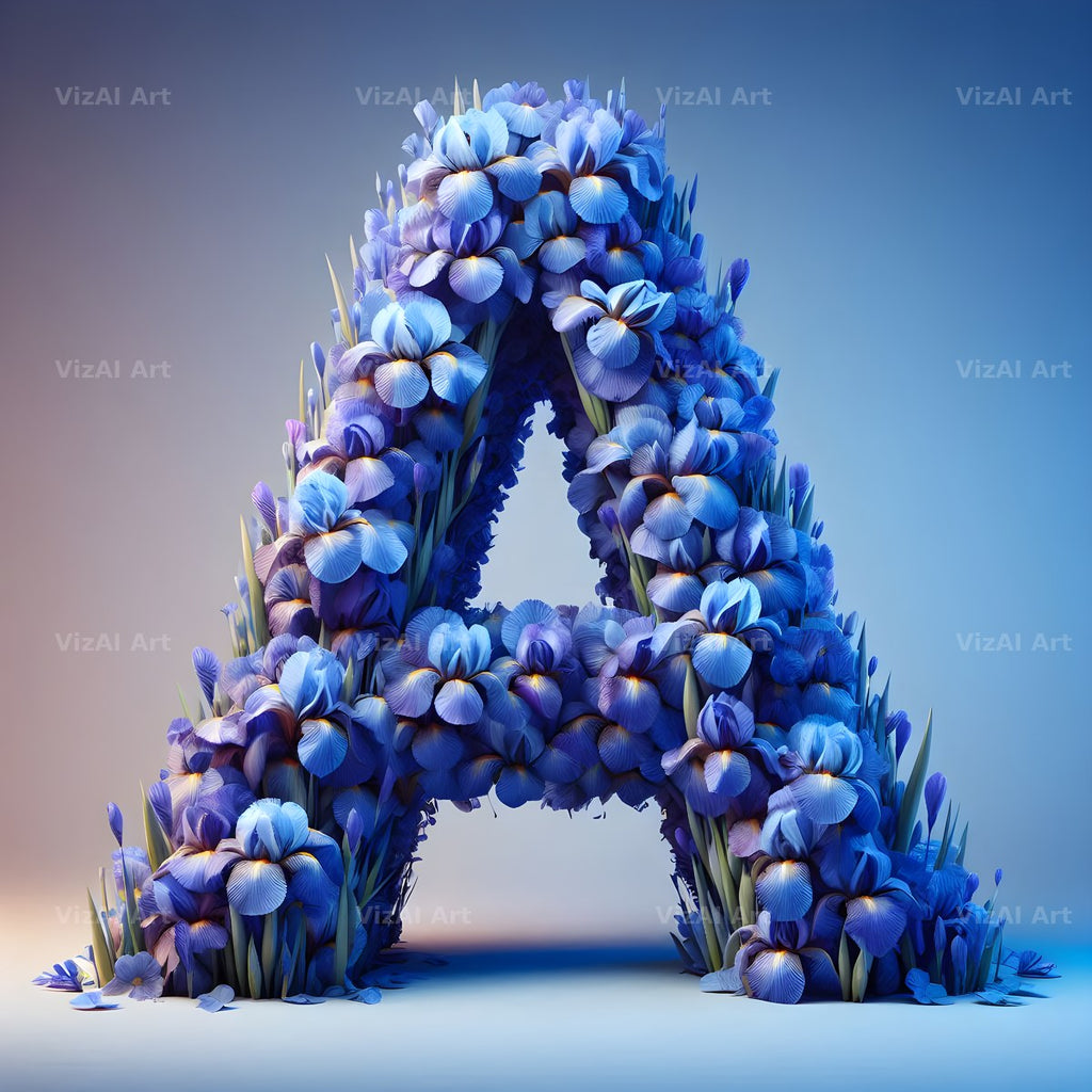 Iris Flower alphabet letter A