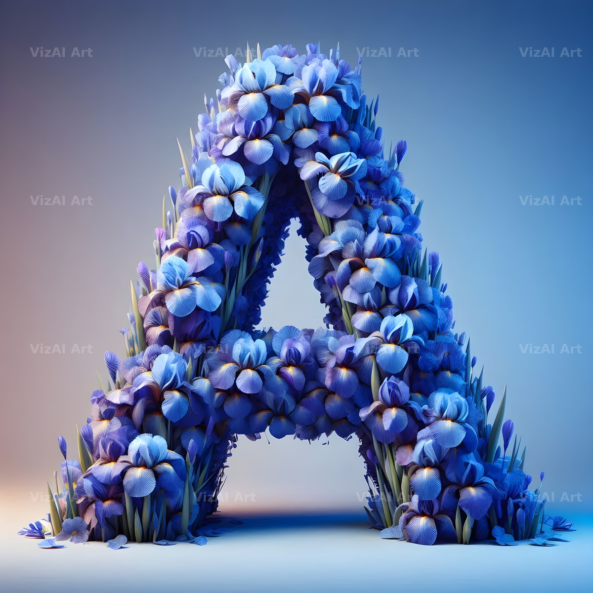 Iris Flower alphabet letter A