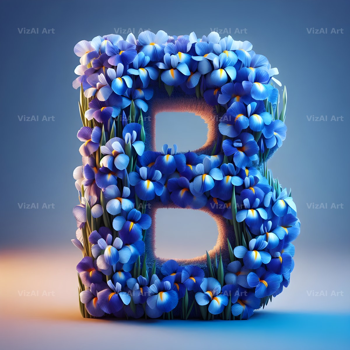 Iris Flower alphabet letter B