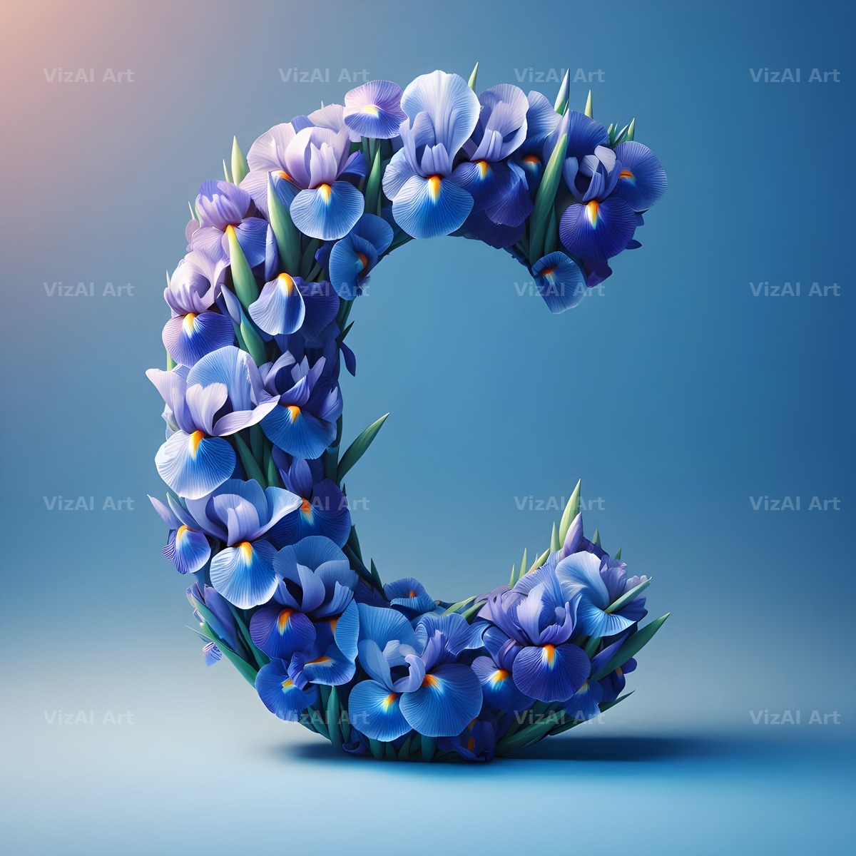 Iris Flower alphabet letter C