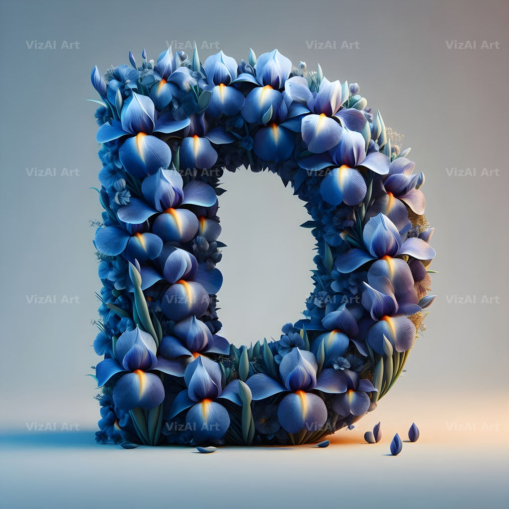 Iris Flower alphabet letter D