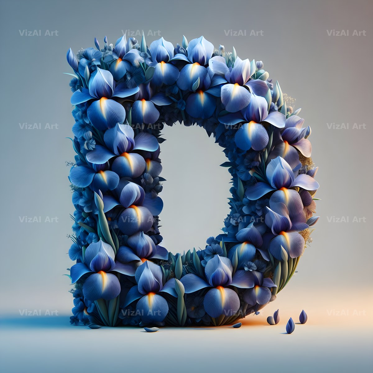 Iris Flower alphabet letter D