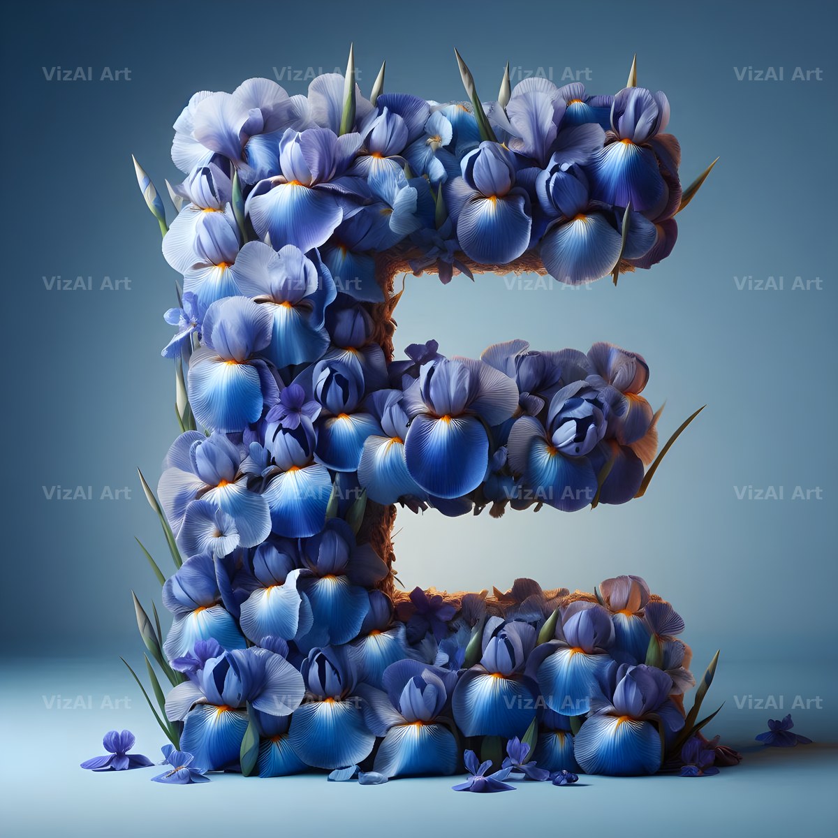Iris Flower alphabet letter E