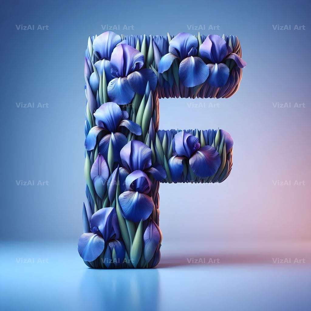 Iris Flower alphabet letter F