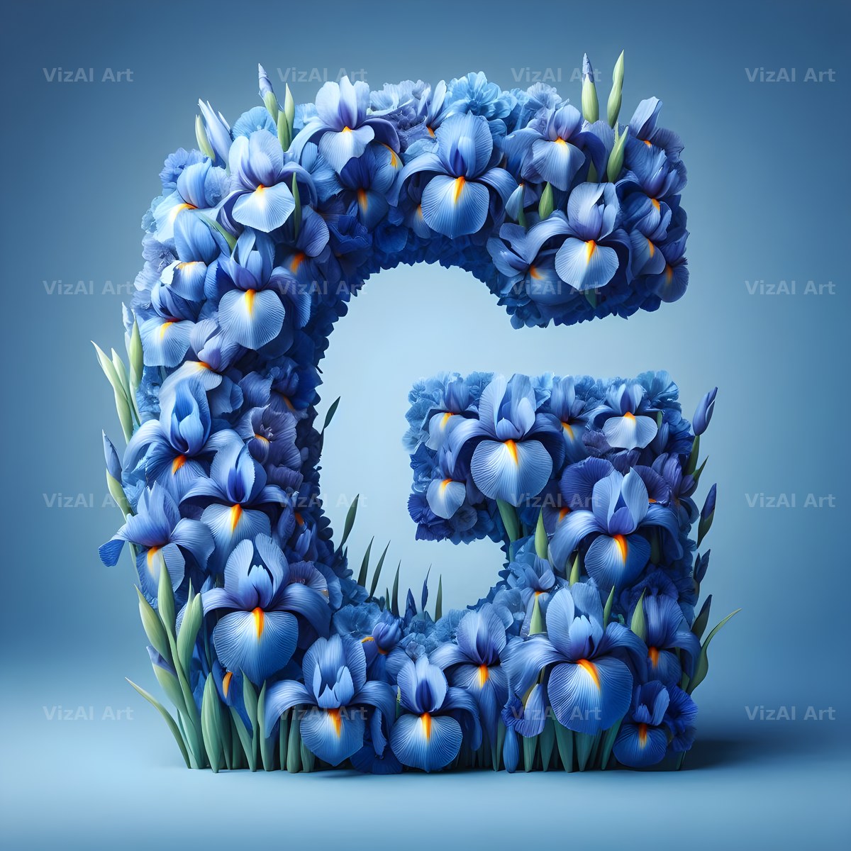 Iris Flower alphabet letter G
