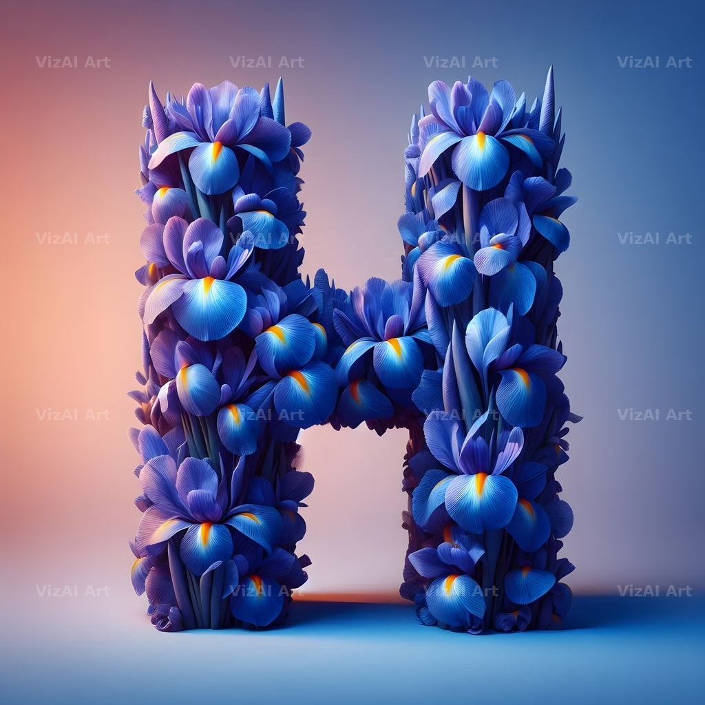 Iris Flower alphabet letter H