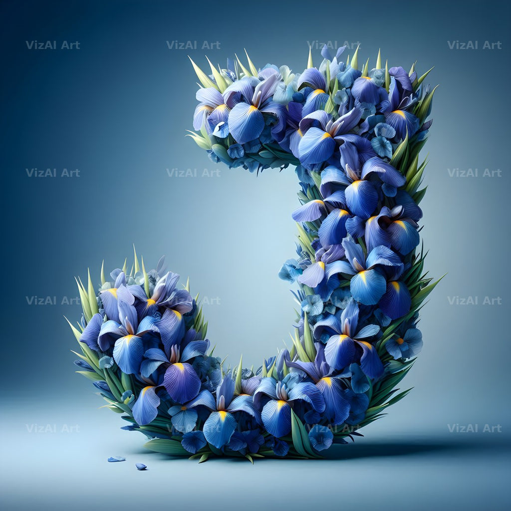 Iris Flower alphabet letter J