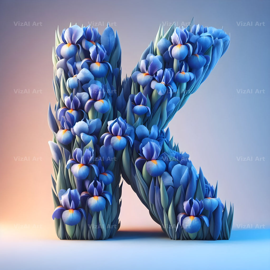 Iris Flower alphabet letter K