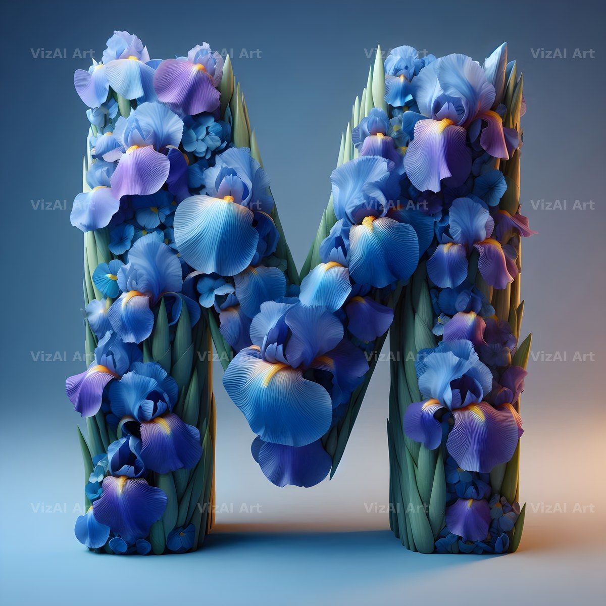 Iris Flower alphabet letter M