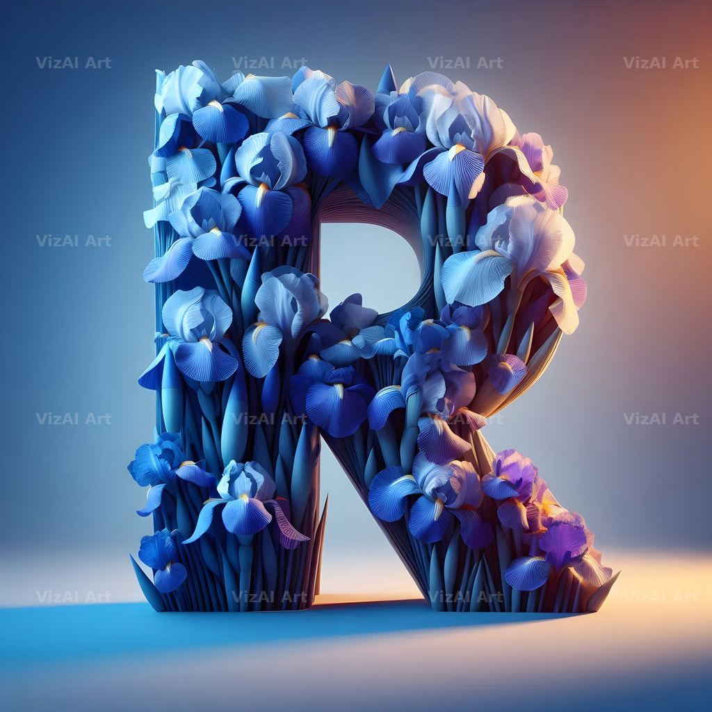 Iris Flower alphabet letter R