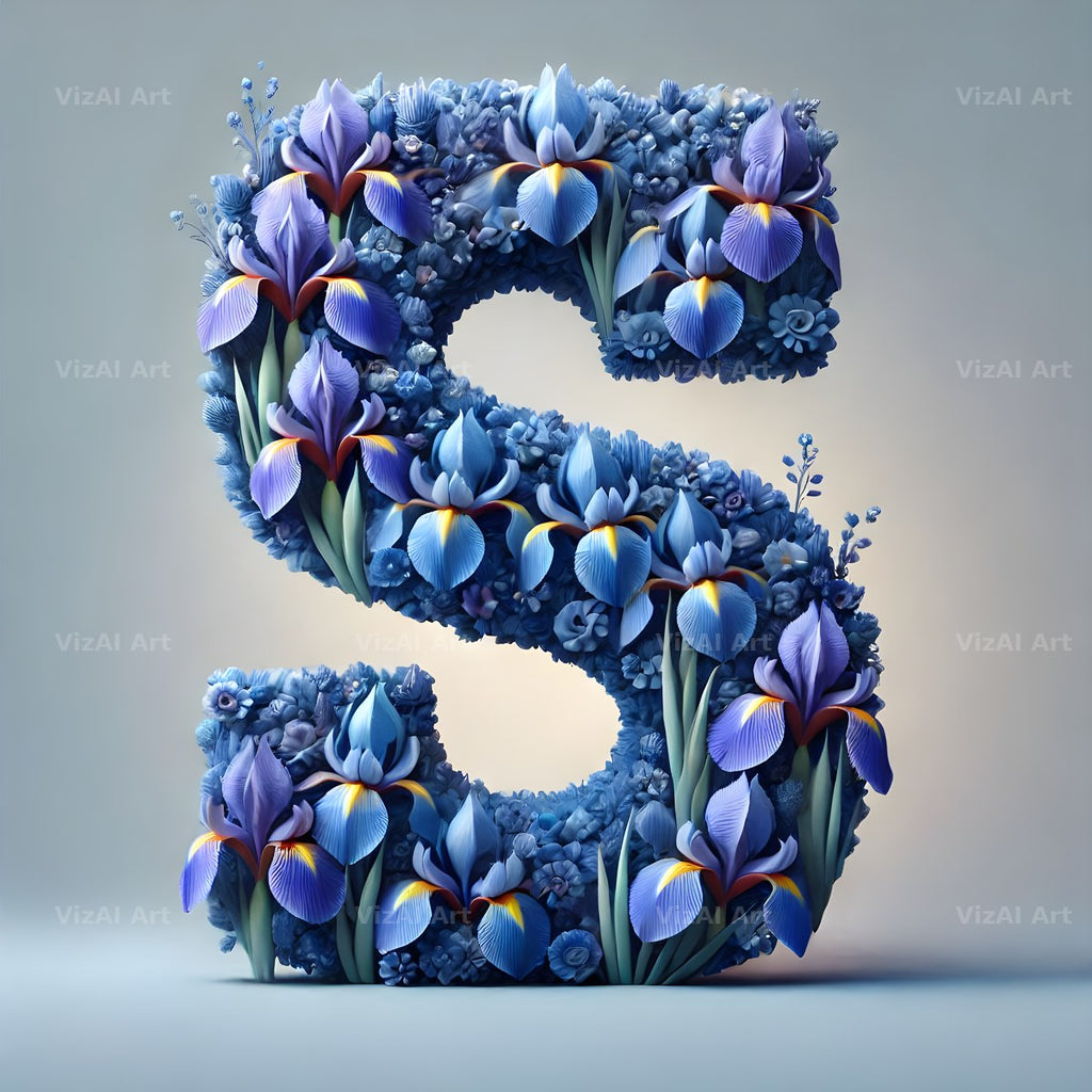Iris Flower alphabet letter S