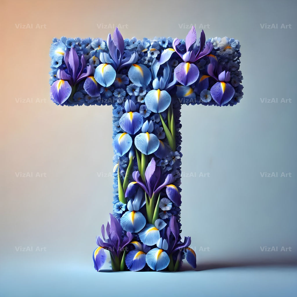 Iris Flower alphabet letter T