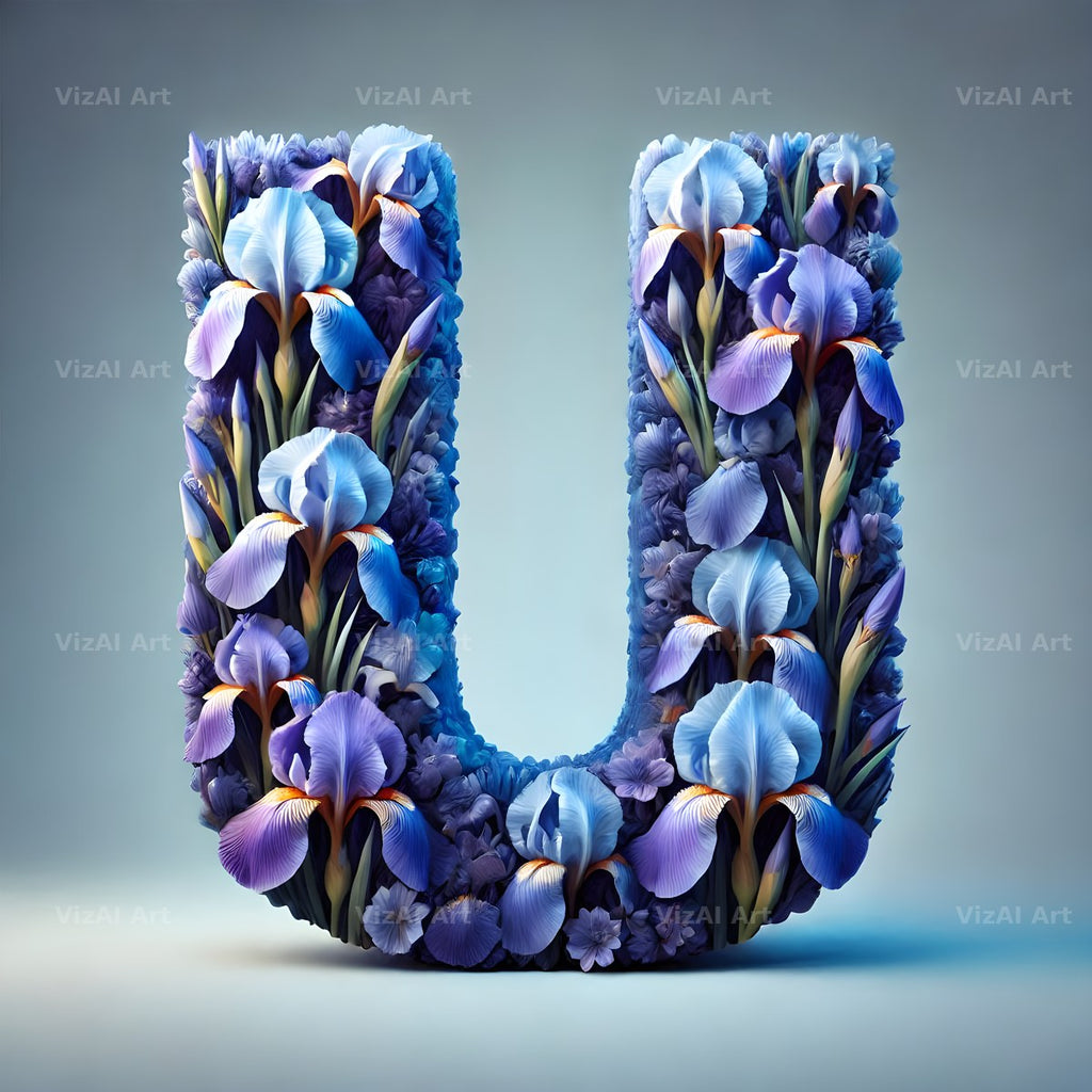 Iris Flower alphabet letter U