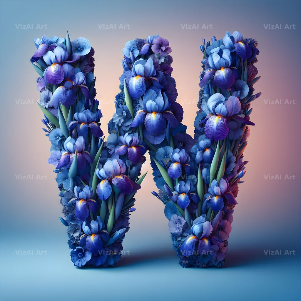 Iris Flower alphabet letter W