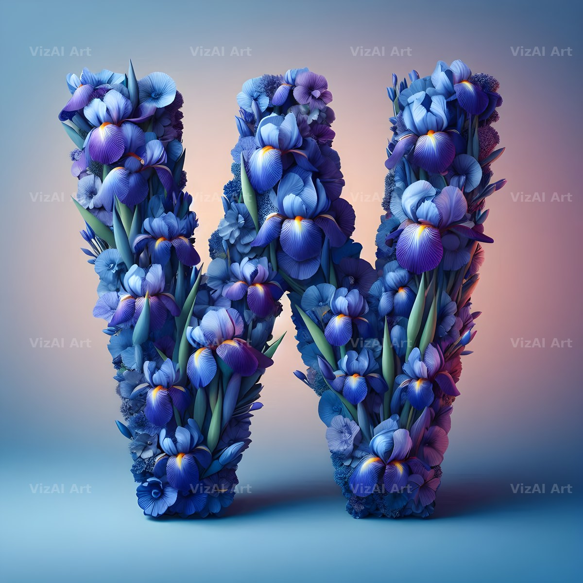 Iris Flower alphabet letter W