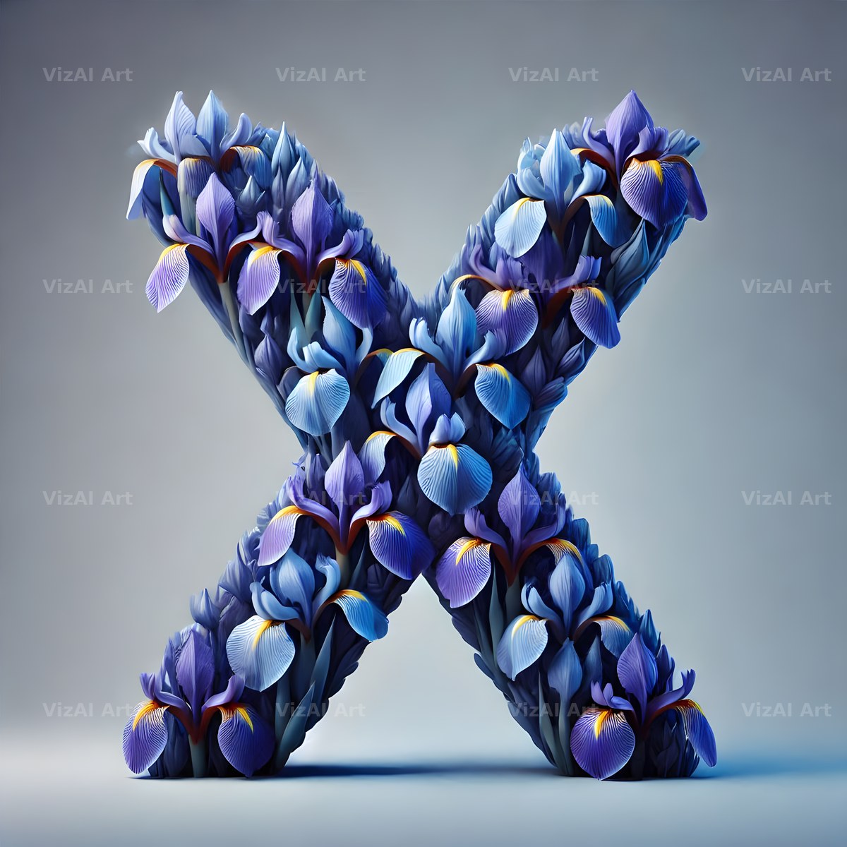 Iris Flower alphabet letter X