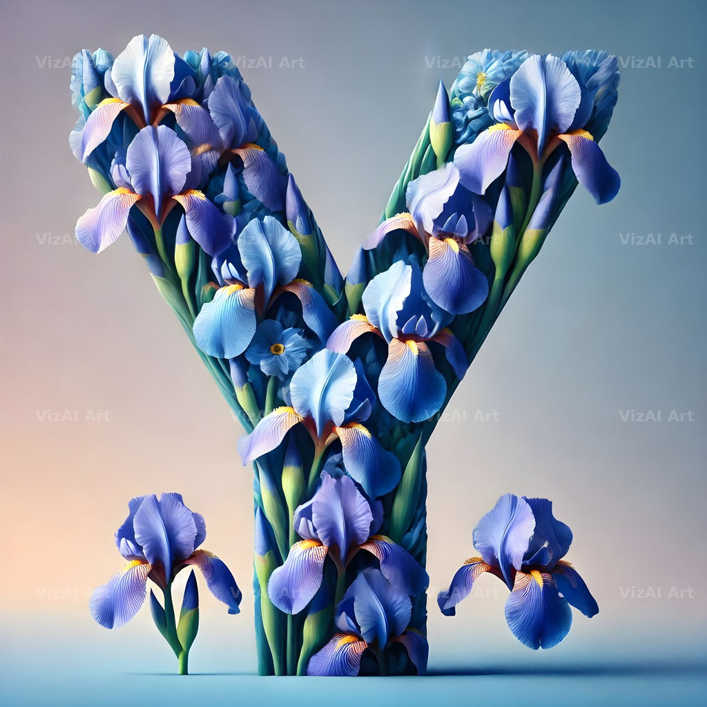 Iris Flower alphabet letter Y