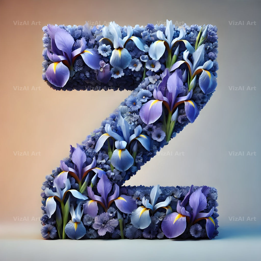 Iris Flower alphabet letter Z