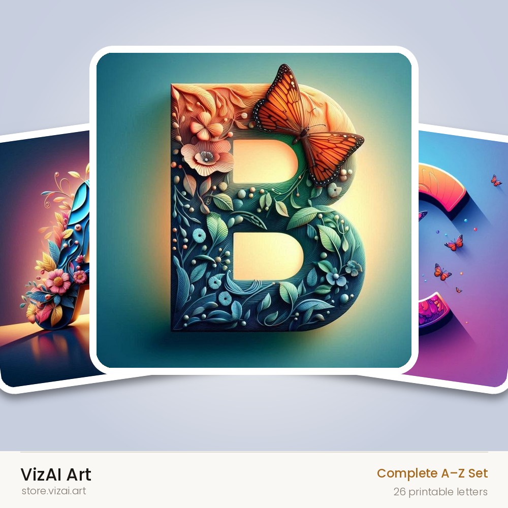 VizAI Art — complete A–Z printable alphabet set