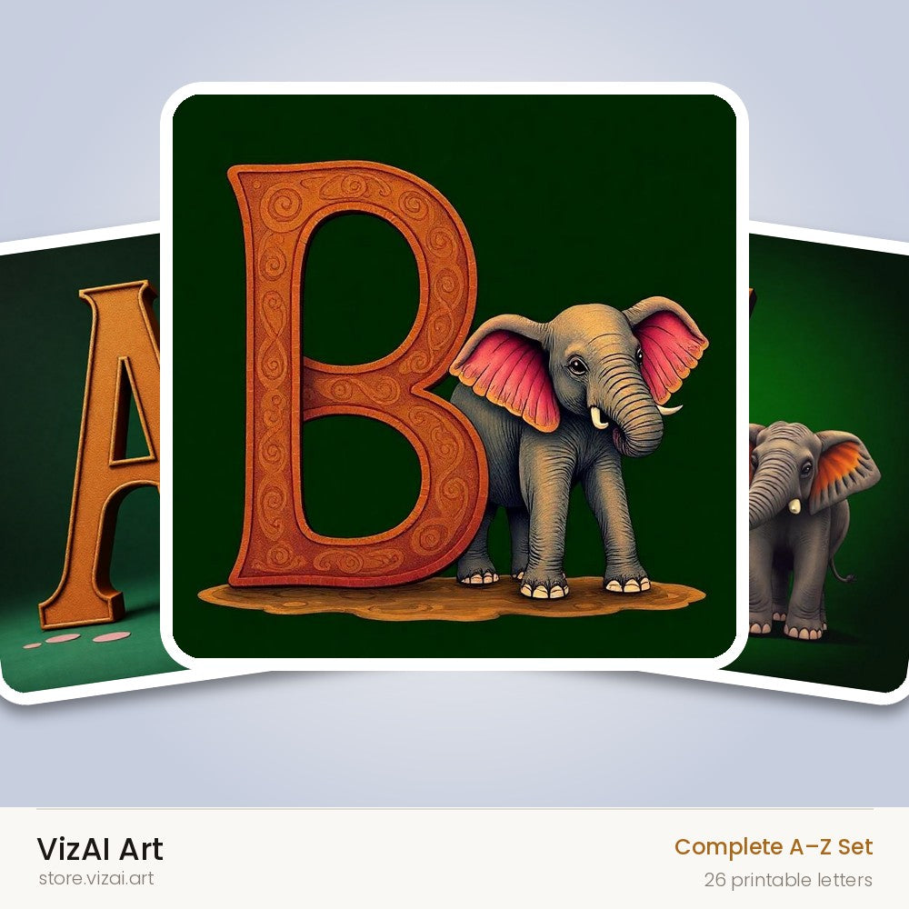 VizAI Art — complete A–Z printable alphabet set
