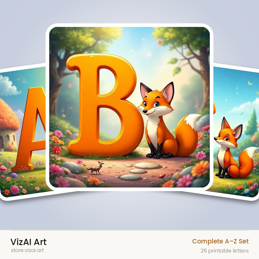 VizAI Art — complete A–Z printable alphabet set