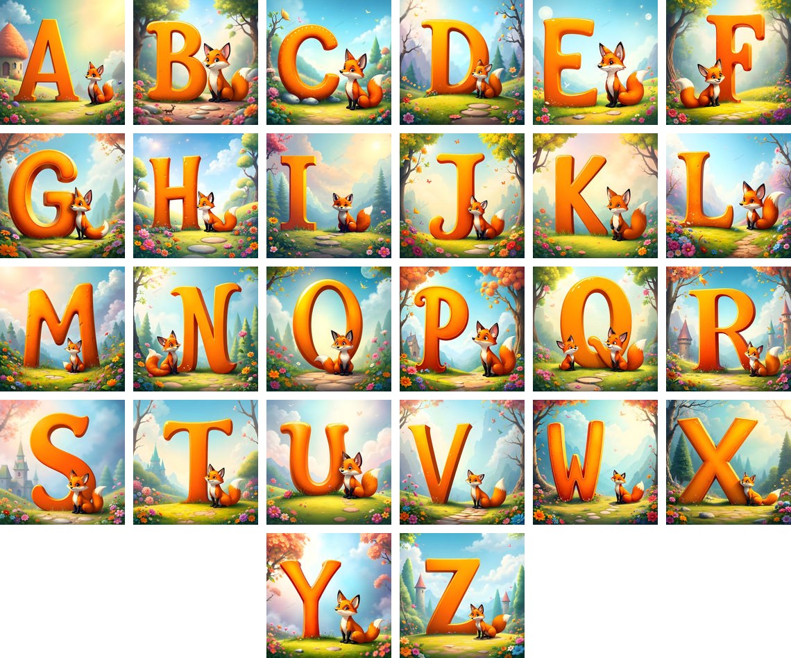 Fox alphabet — all 26 letters A to Z