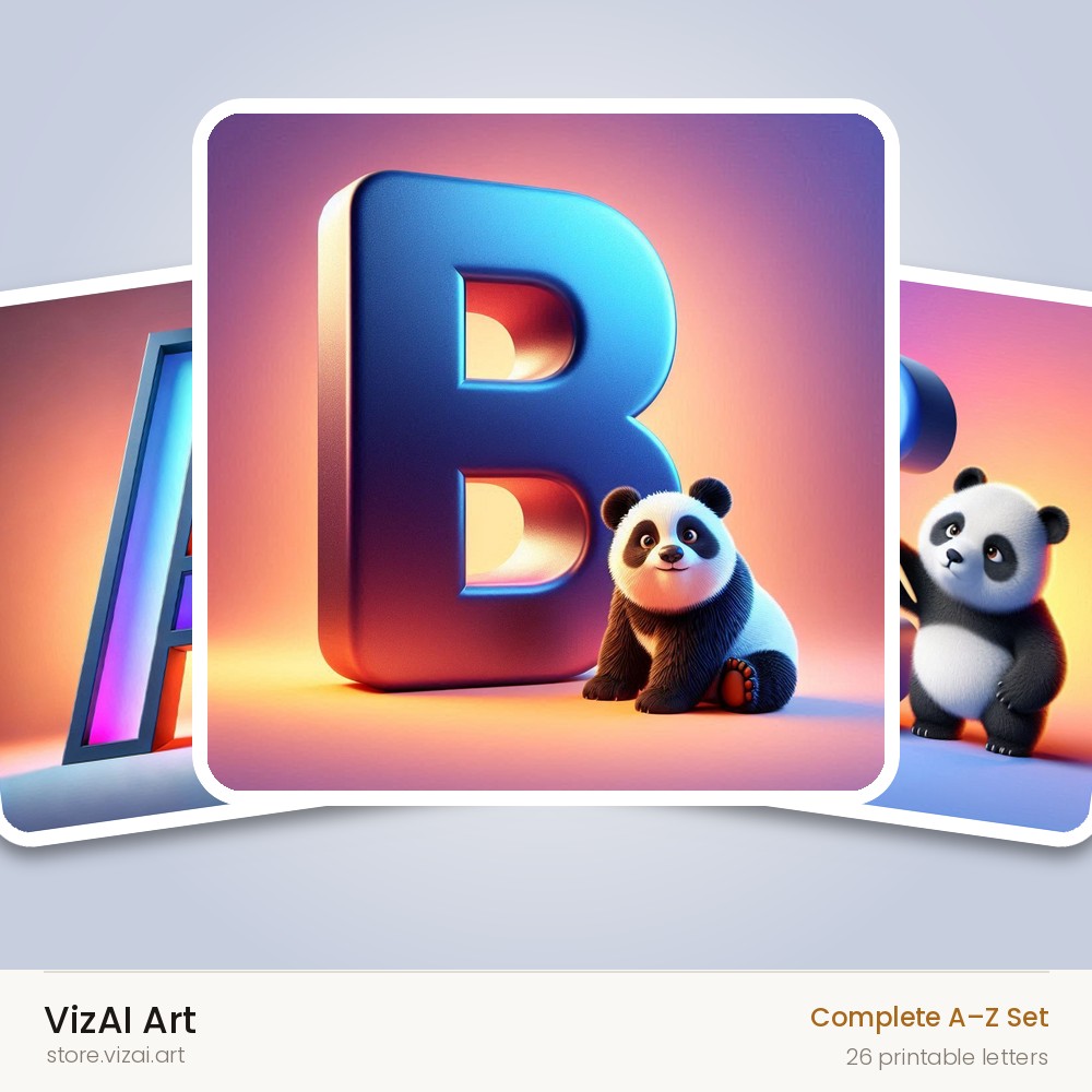 VizAI Art — complete A–Z printable alphabet set