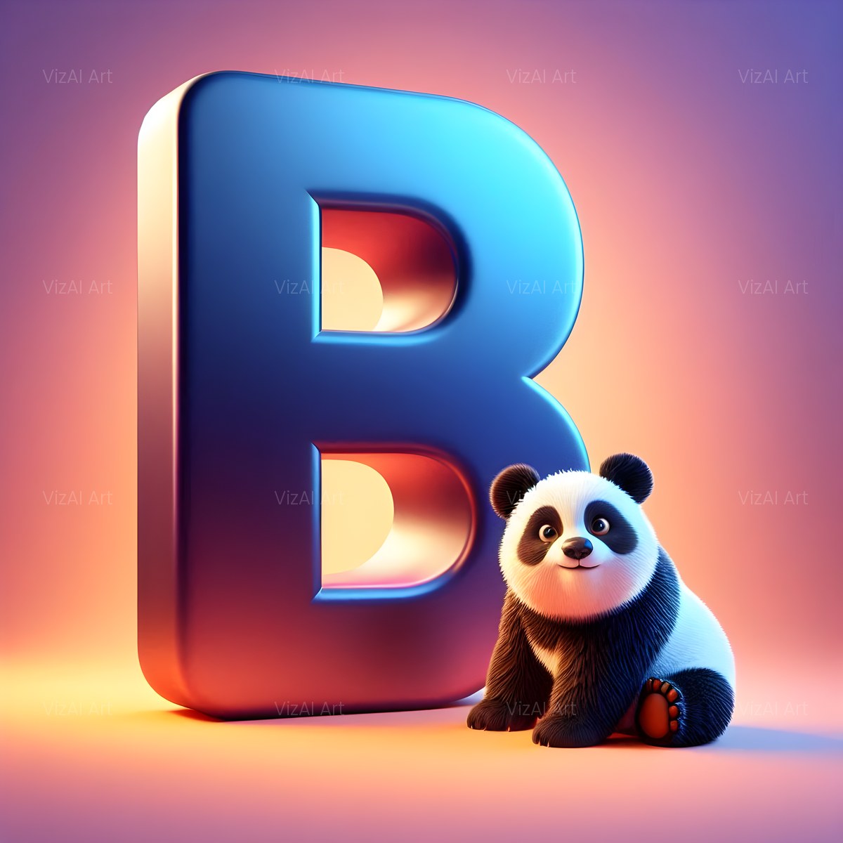 Chunky Panda Play alphabet — printable letter B