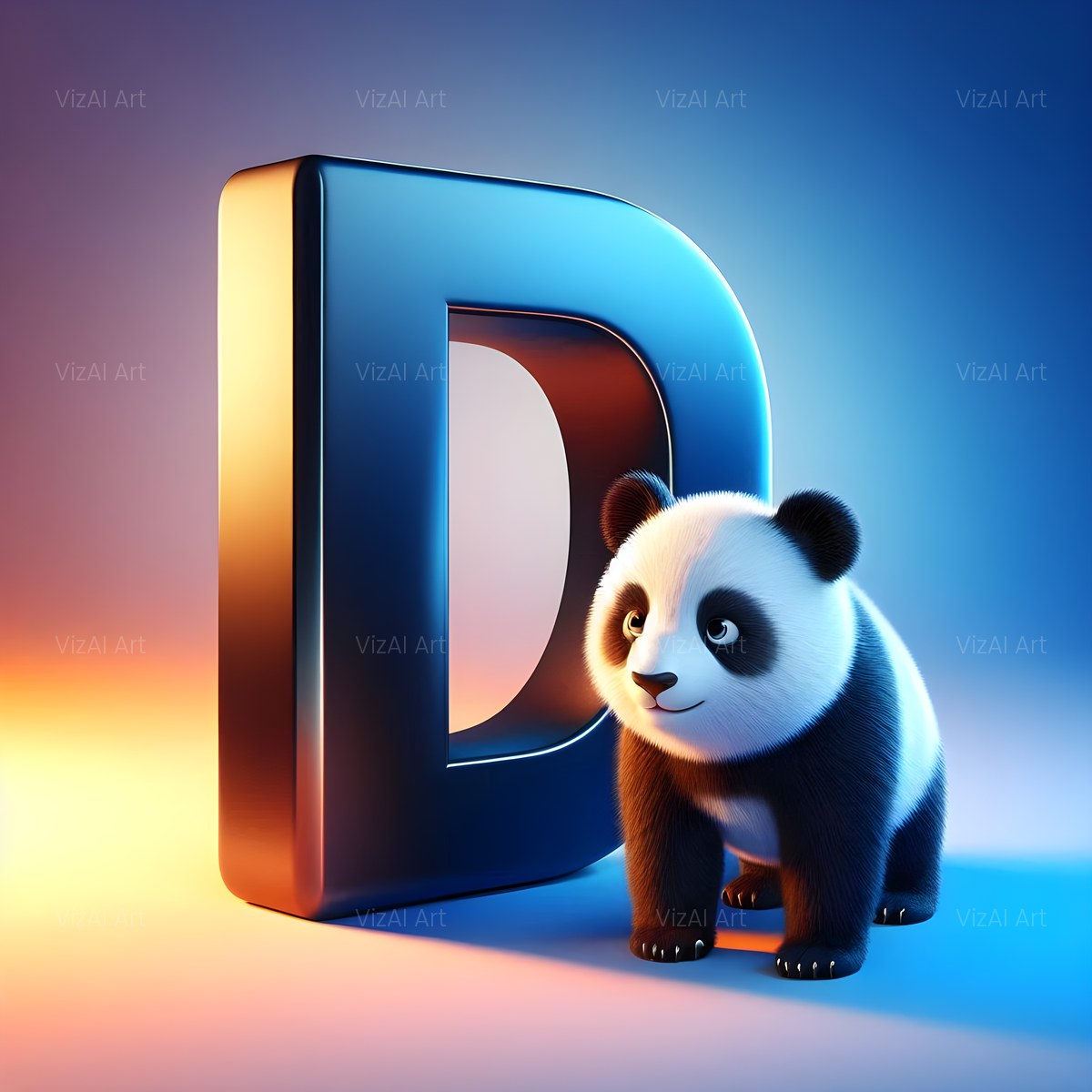 Chunky Panda Play alphabet — printable letter D