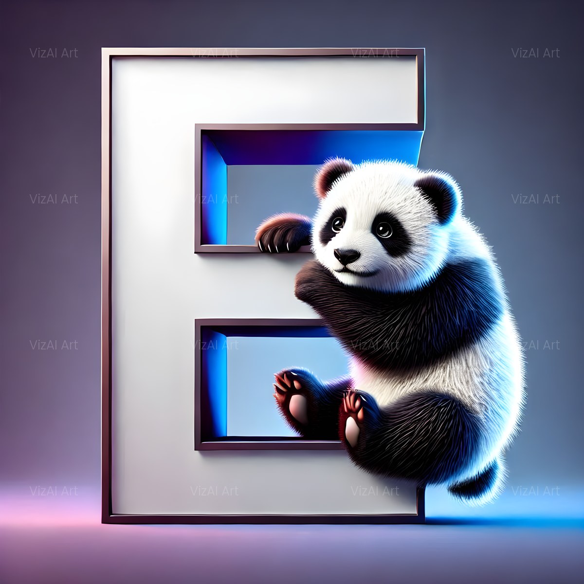 Chunky Panda Play alphabet — printable letter E