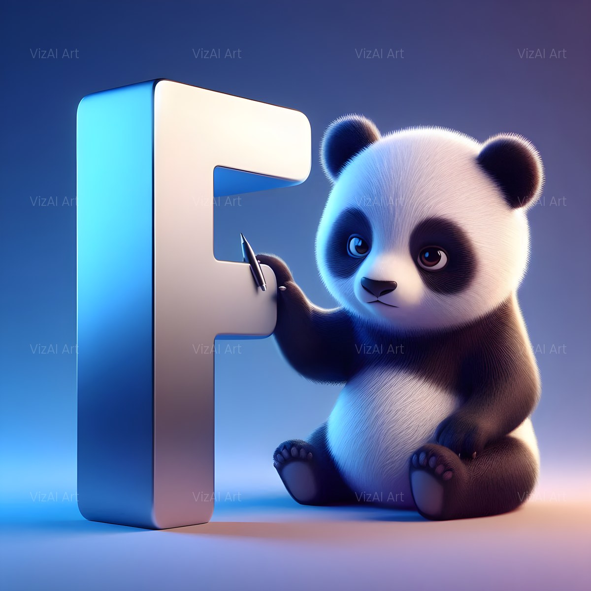 Chunky Panda Play alphabet — printable letter F