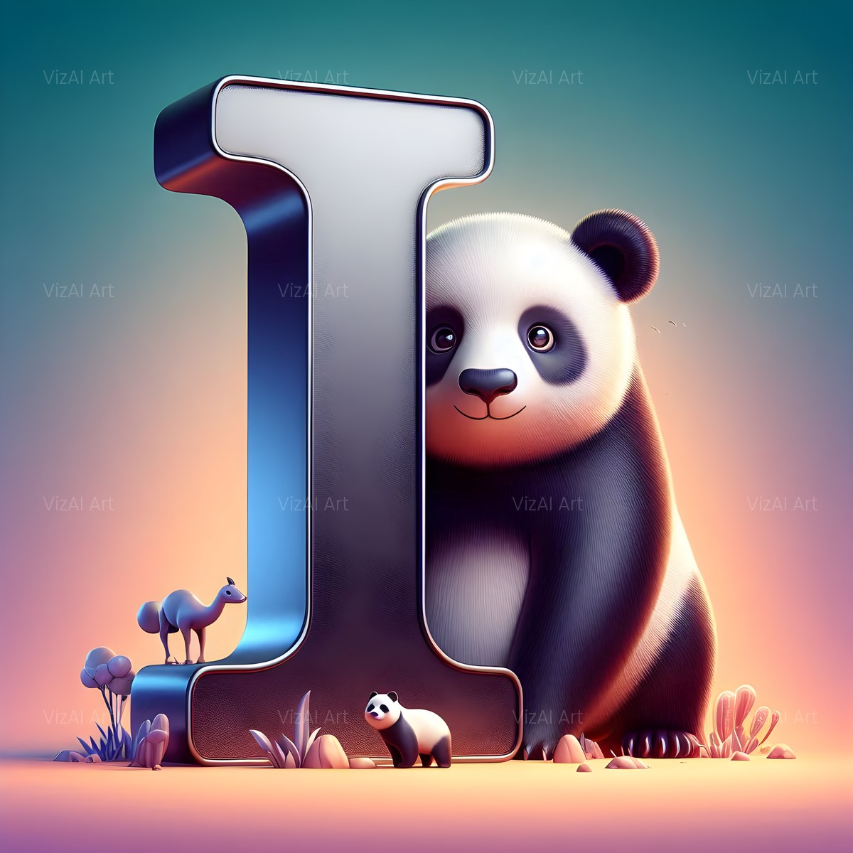 Chunky Panda Play alphabet — printable letter I