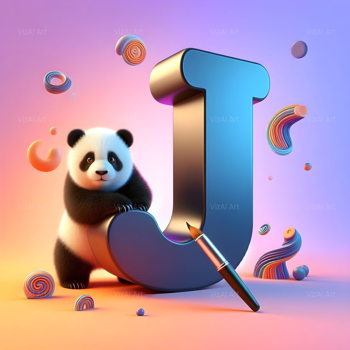 Chunky Panda Play alphabet — printable letter J