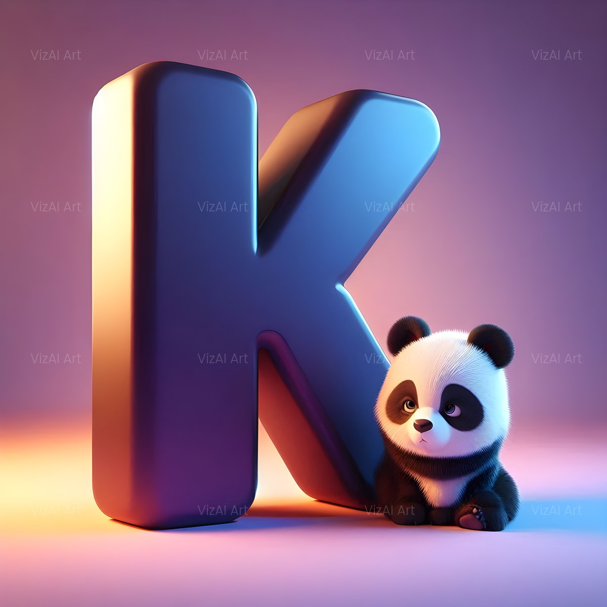 Chunky Panda Play alphabet — printable letter K