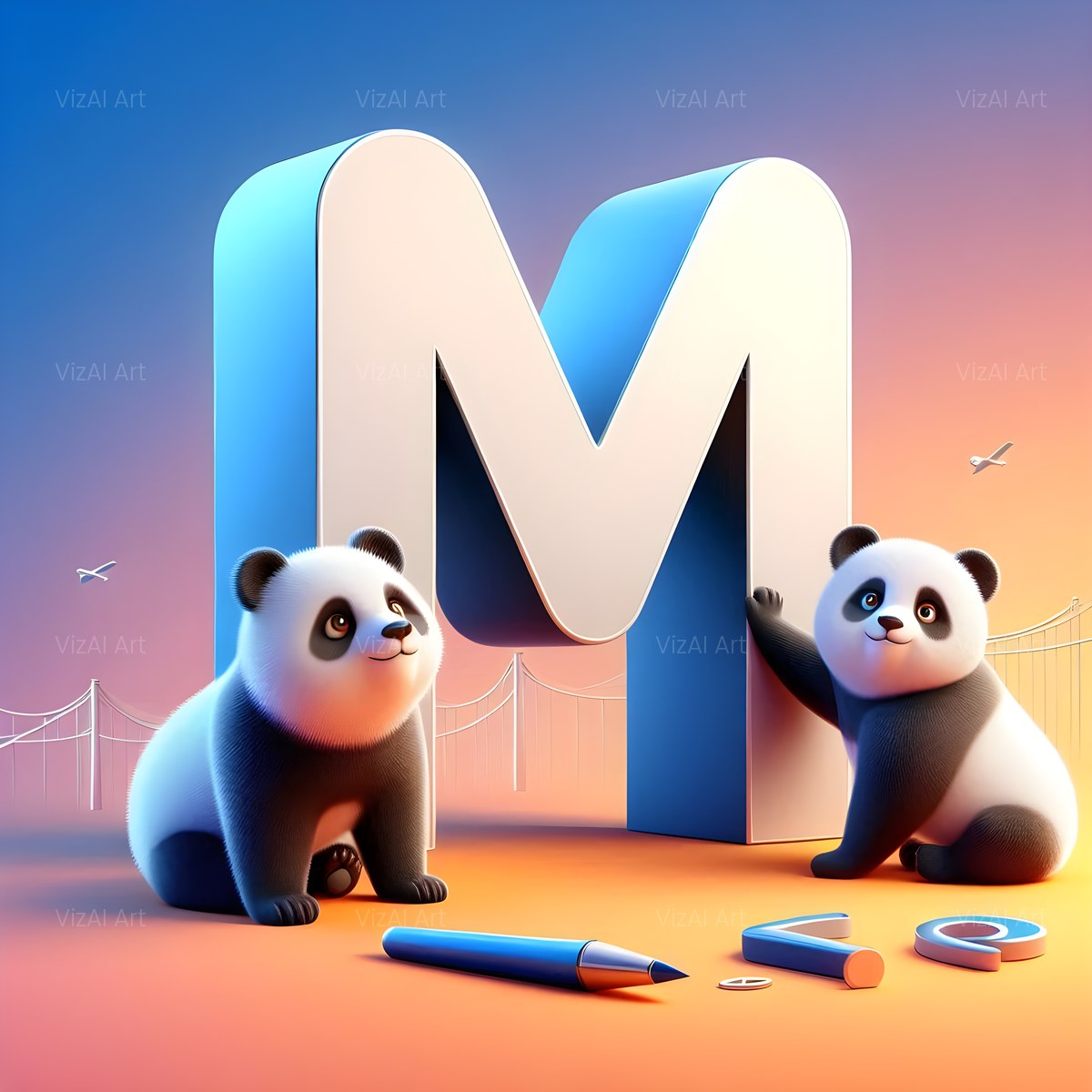 Chunky Panda Play alphabet — printable letter M