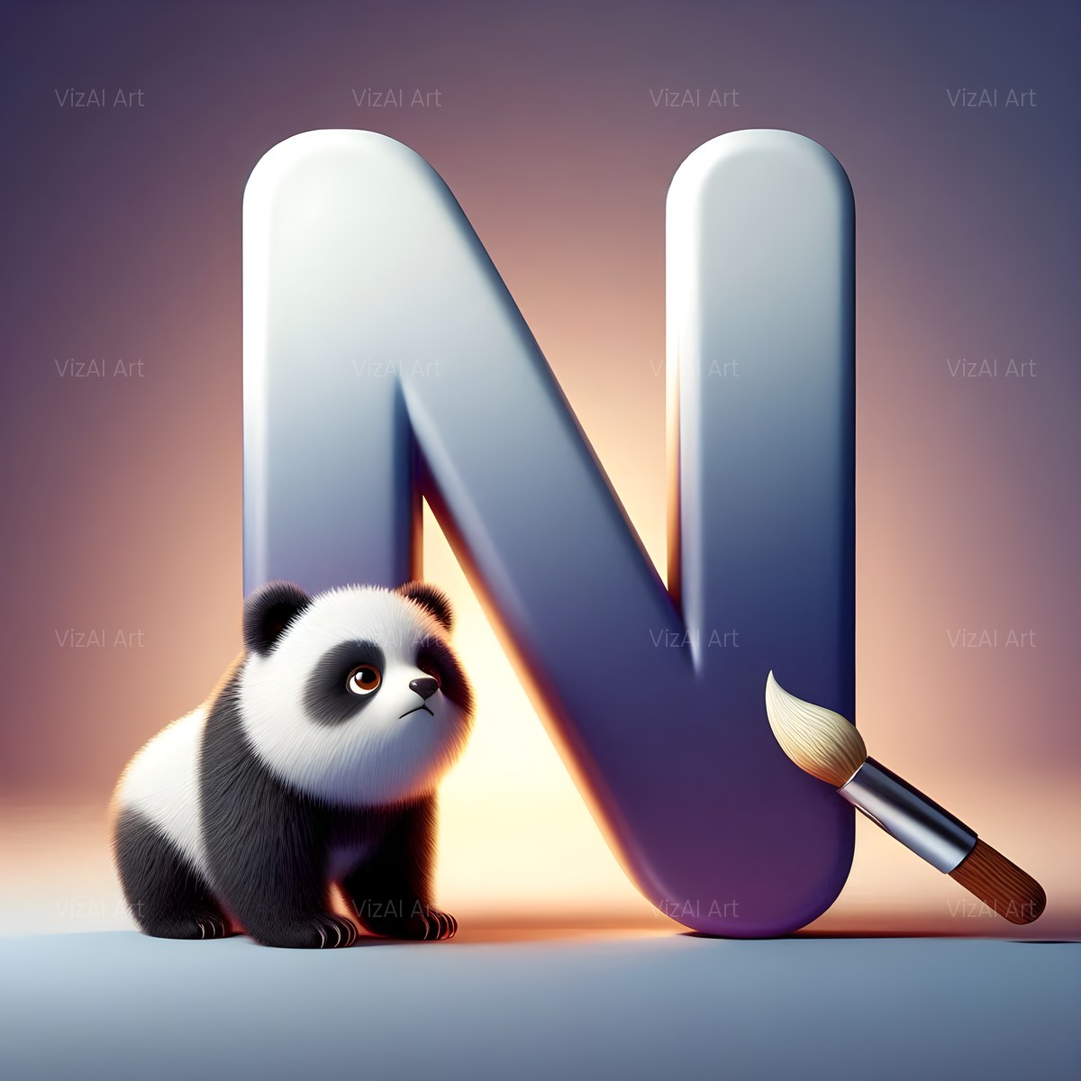Chunky Panda Play alphabet — printable letter N