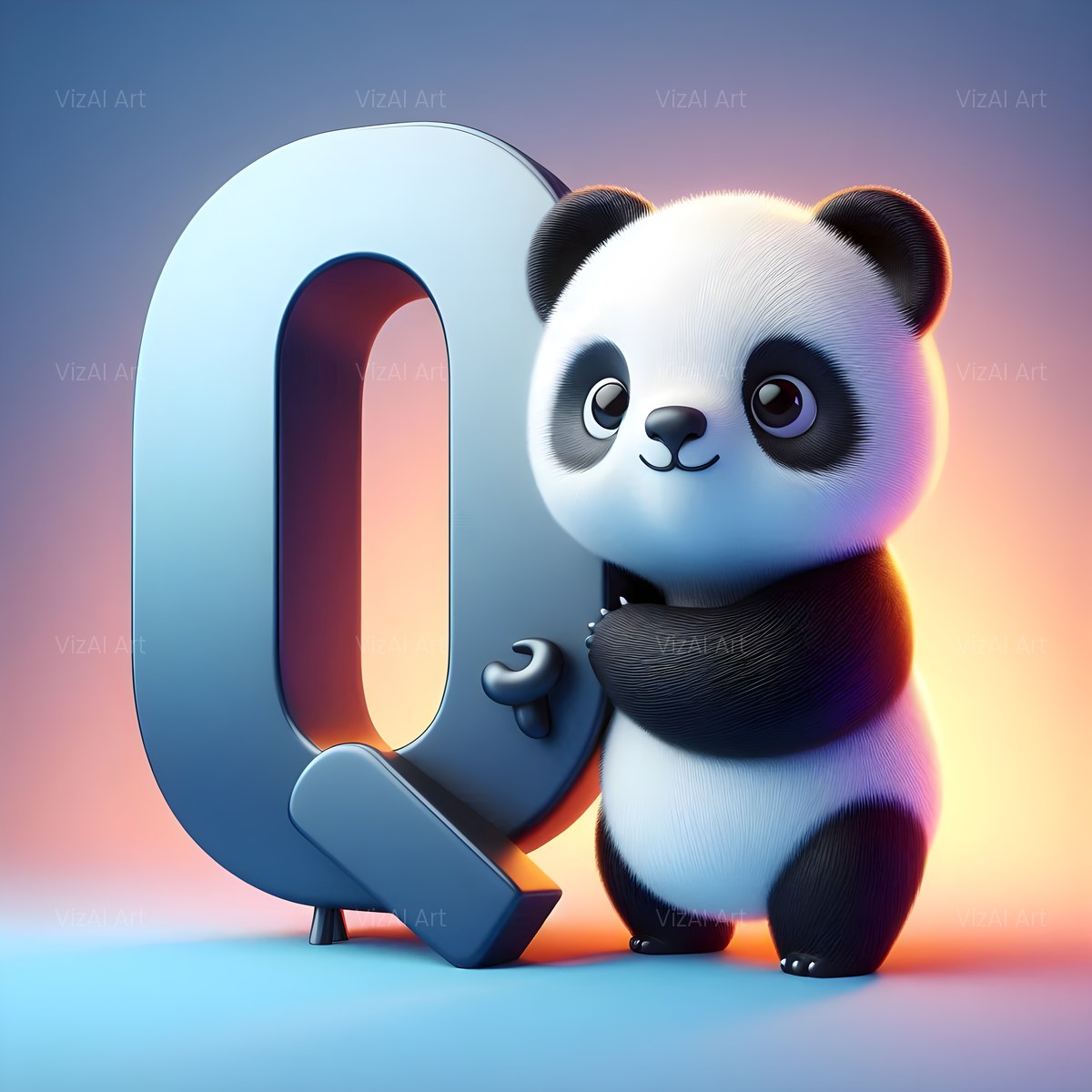 Chunky Panda Play alphabet — printable letter Q