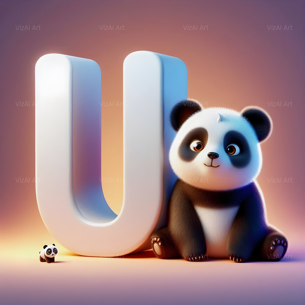 Chunky Panda Play alphabet — printable letter U