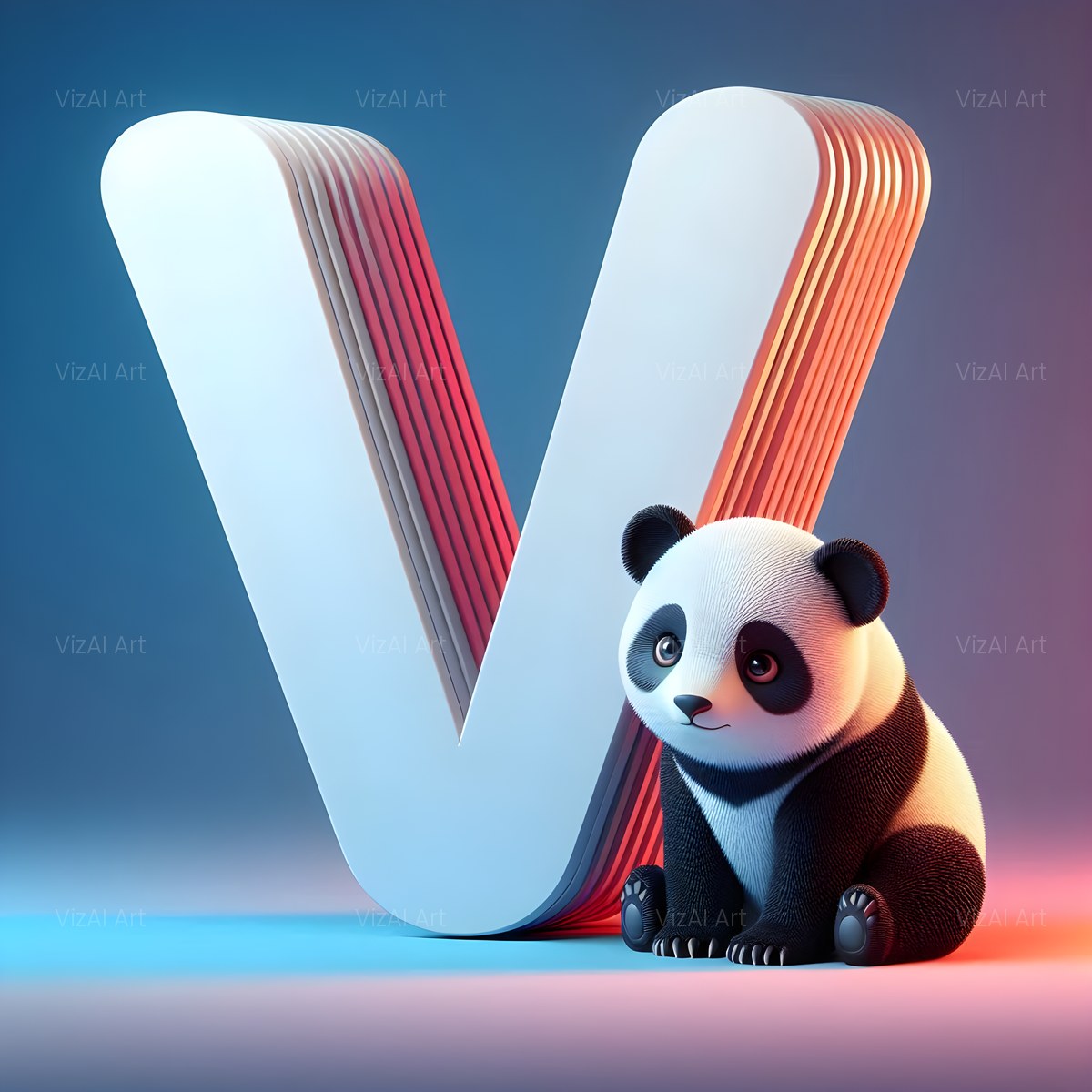 Chunky Panda Play alphabet — printable letter V