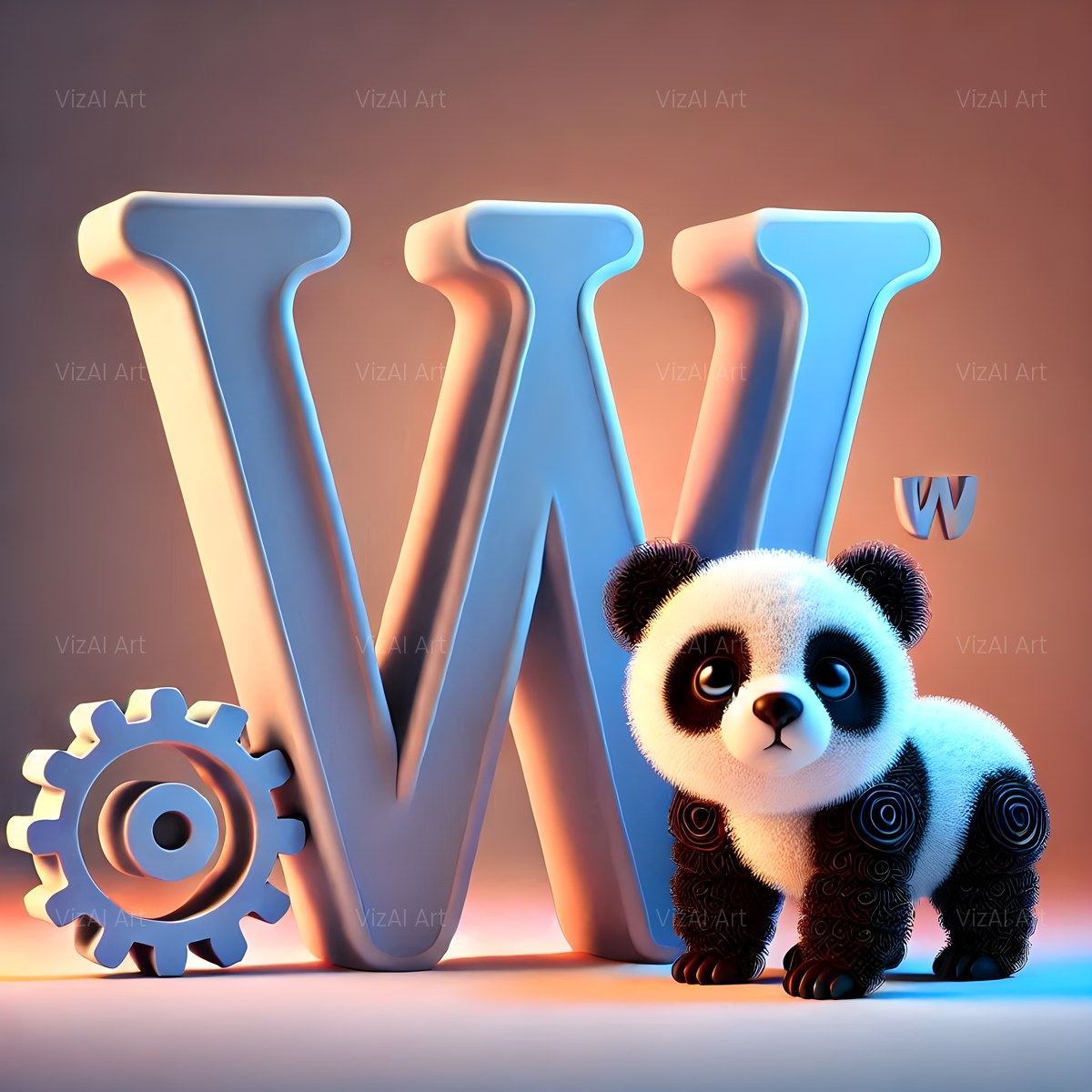 Chunky Panda Play alphabet — printable letter W