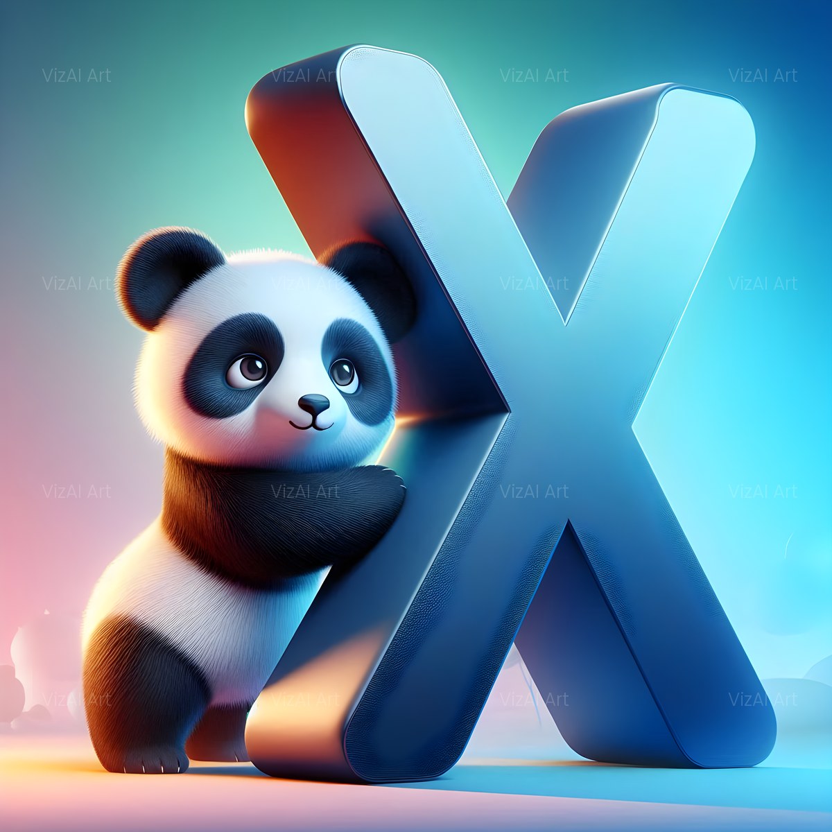 Chunky Panda Play alphabet — printable letter X