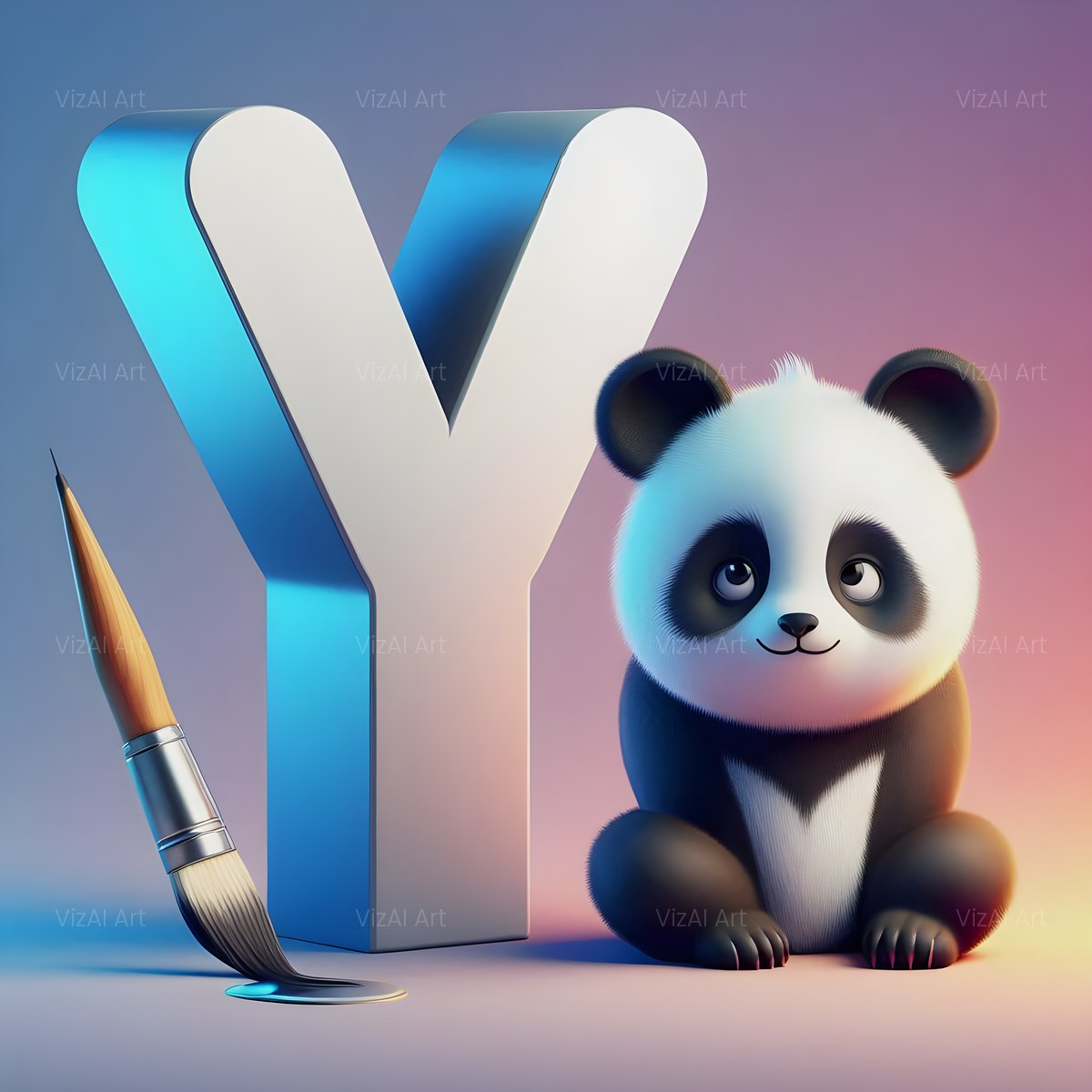 Chunky Panda Play alphabet — printable letter Y