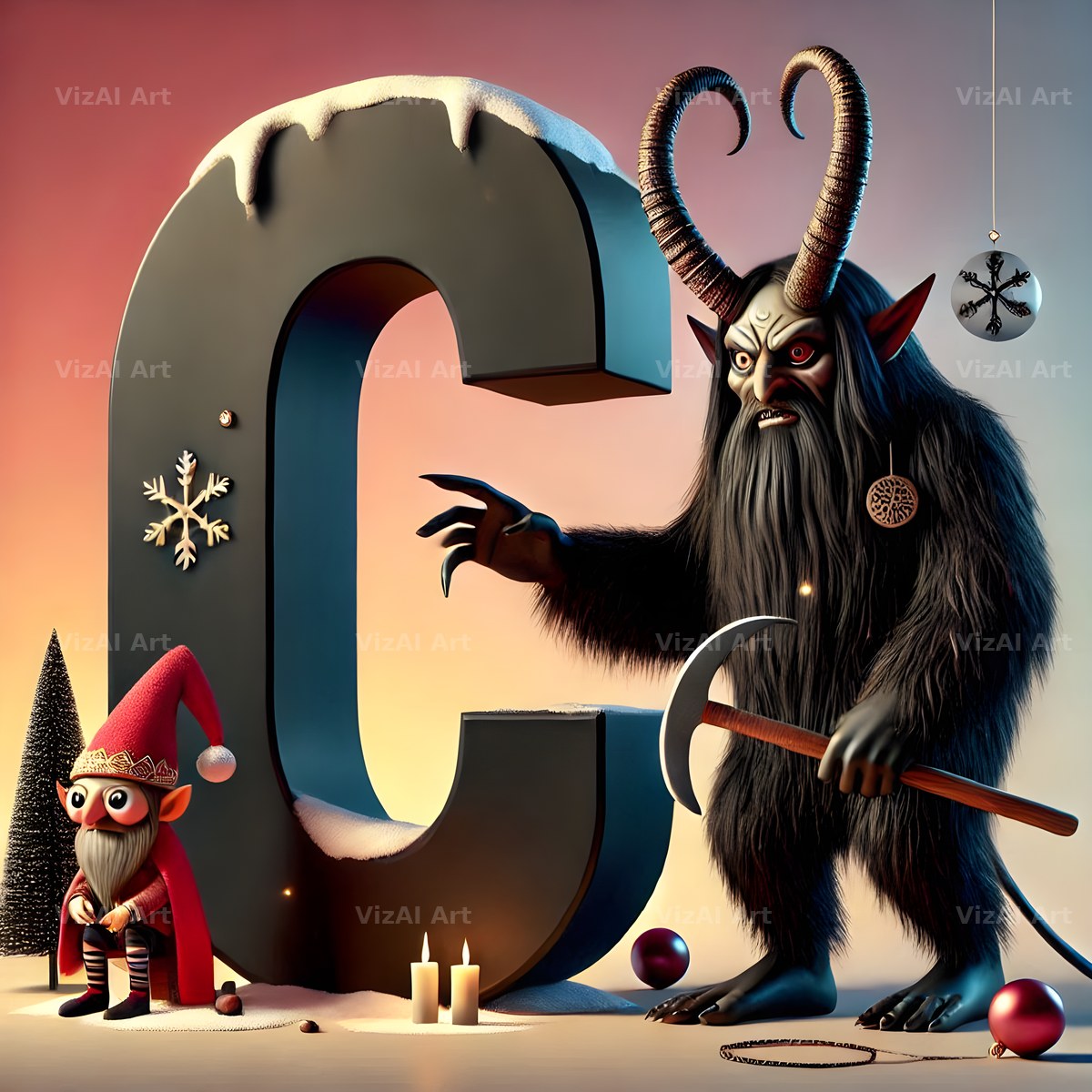 Krampus alphabet letter C